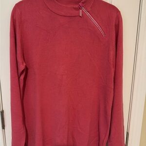 Quacker Factory Pink Sweater with Rhinestone Detail